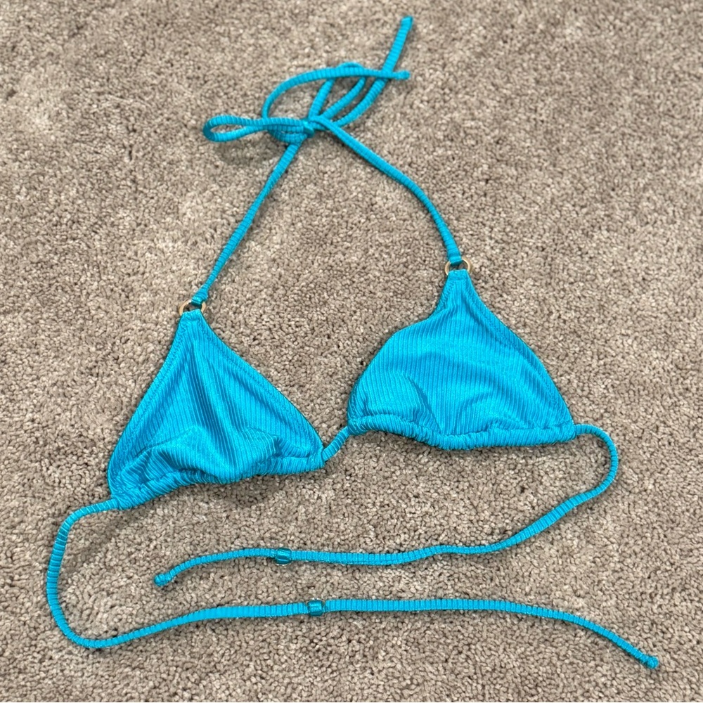 Aerie Blue Multi-Way Ribbed Triangle Bikini Top